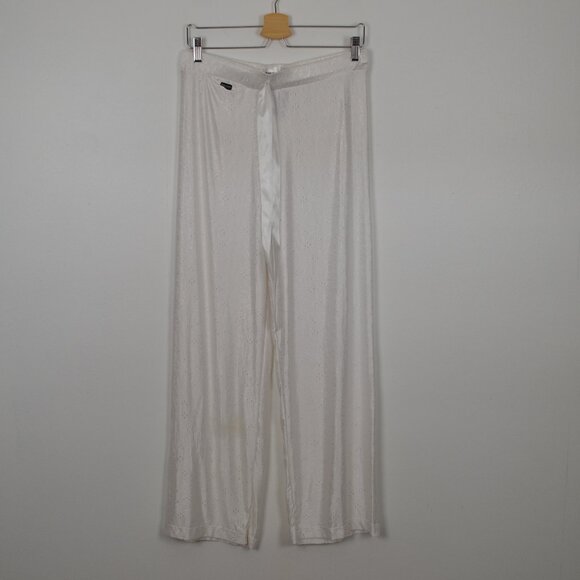 Foxers Lounge Pants Womens M Eyelet Design Drawstring Waist Soft Relaxed Fit - Picture 1 of 9
